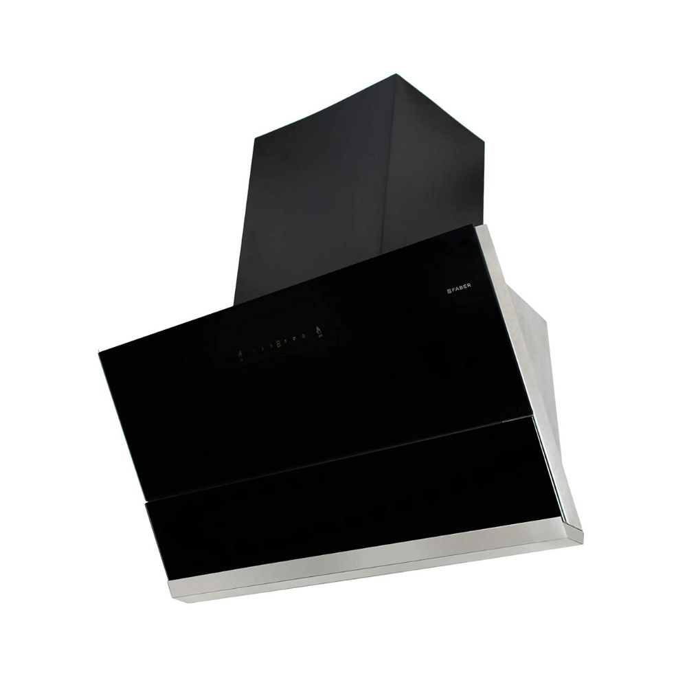Faber 90 cm 1500 m³/hr angular Kitchen Chimney (HOOD APEX FLHC SC BK 90, Filterless technology, Touch Control, Black)