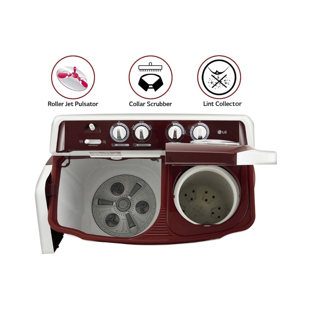 LG 7 kg Semi Automatic Top Load  White, Burgabdy red  (P7010RRAZ)