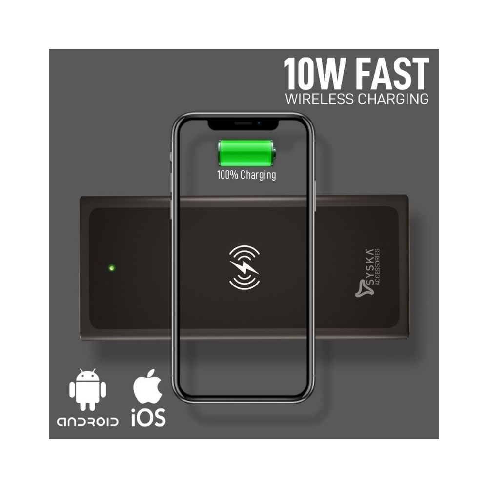 Syska 10000 mAh Wireless Power Bank WBP1002 (10 W, Fast Charging)