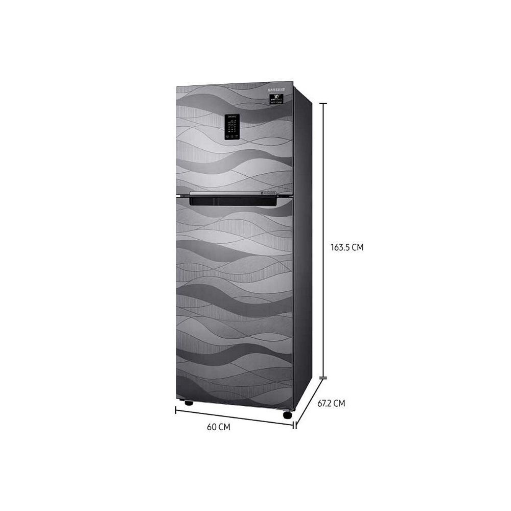 Samsung 314 L 2 Star Inverter Frost-Free Double Door Refrigerator (RT34T4632NV/HL, Wave Steel, Convertible)