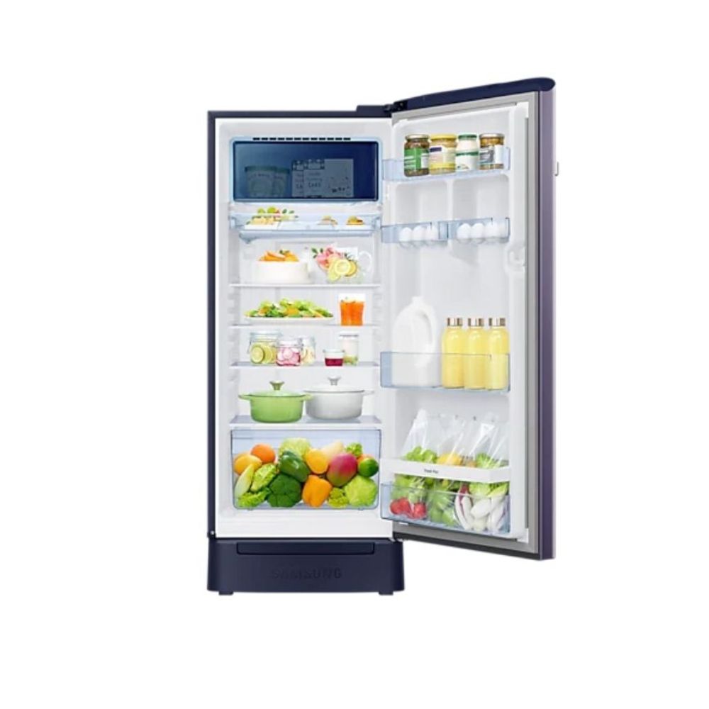 Samsung 225 L Direct Cool Single Door 4 Star Refrigerator with Base Drawer (Mint Blue, RR23A2F3XUT/HL)