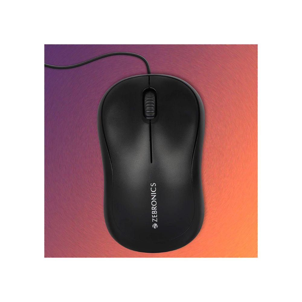 Zebronics zeb-comfort wired usb mouse, 3-button, 1000 dpi optical sensor black