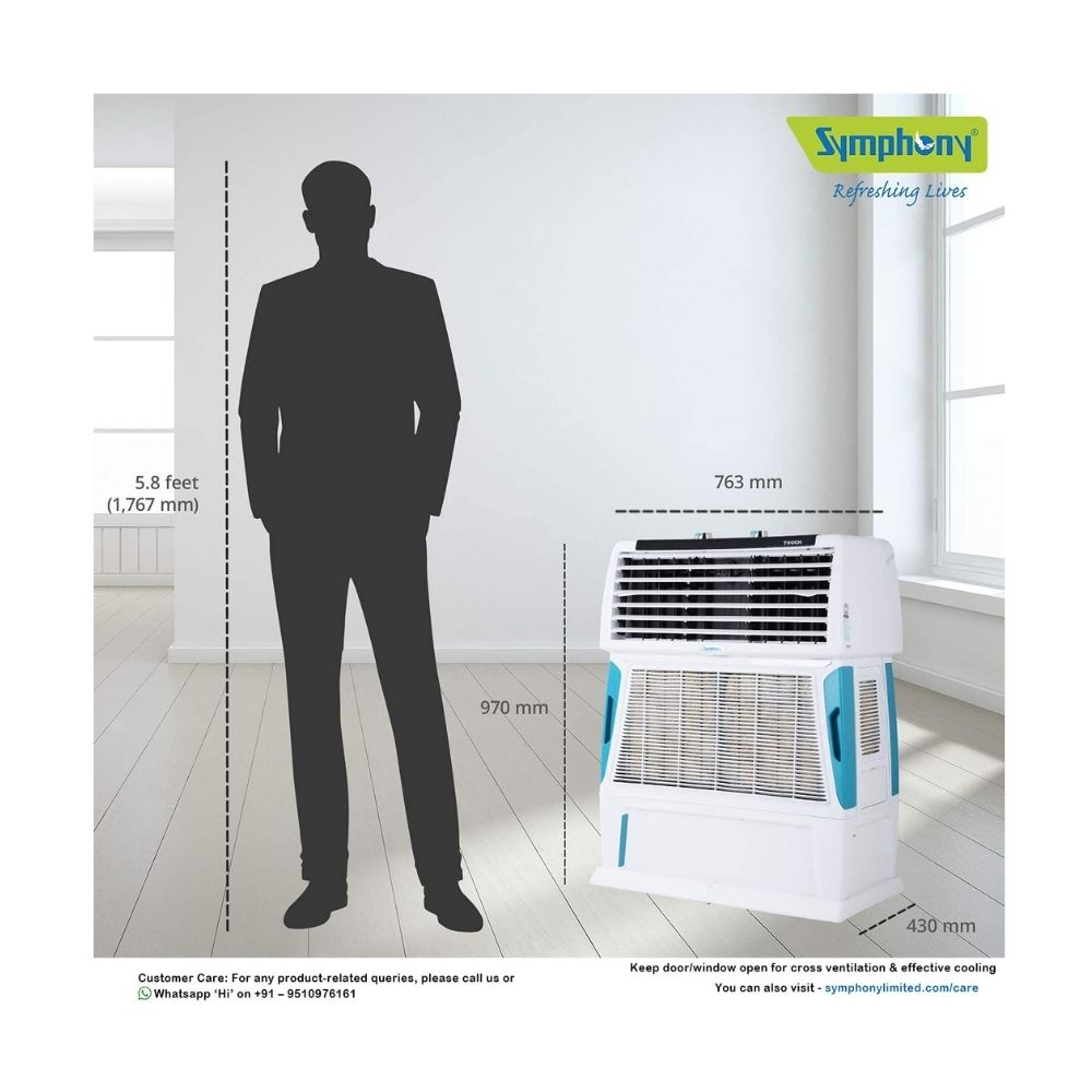Symphony 55 L Room/Personal Air Cooler  (White, Touch 55)