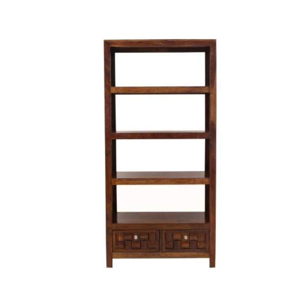 Aaram By Zebrs Furniture Solid Sheesham Wooden Book Shelf with Drawers|Book Racks Storage|for Living Room ,Home & Office (Natural Teak)