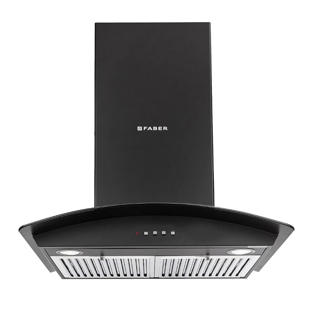 Faber 60cm 3 Way Silent Suction Chimney, 1095 m3/hr (HOOD FEEL 3D T2S2 BK LTW 60, 2 Baffle Filters, Black)