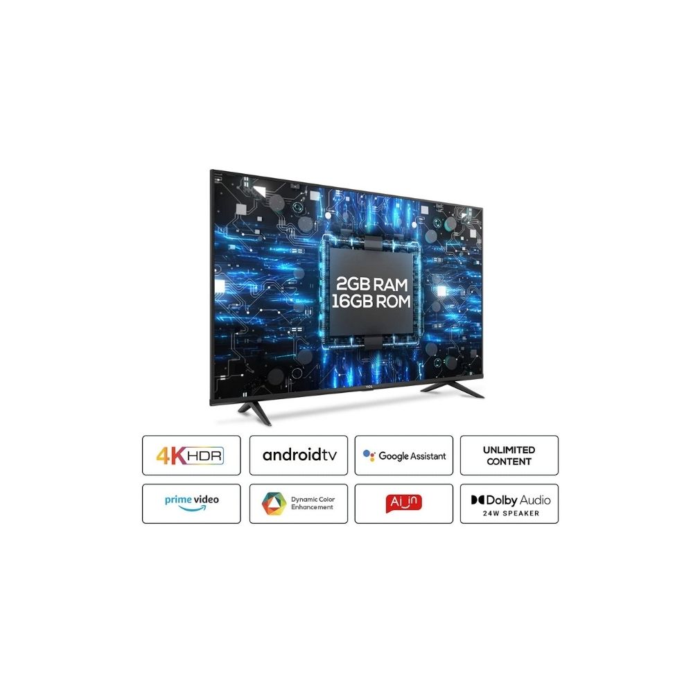 TCL 108 cm (43 inches) 4K Ultra HD Certified Android Smart LED TV 43P615 (Black) (2020 Model) | With Dolby Audio