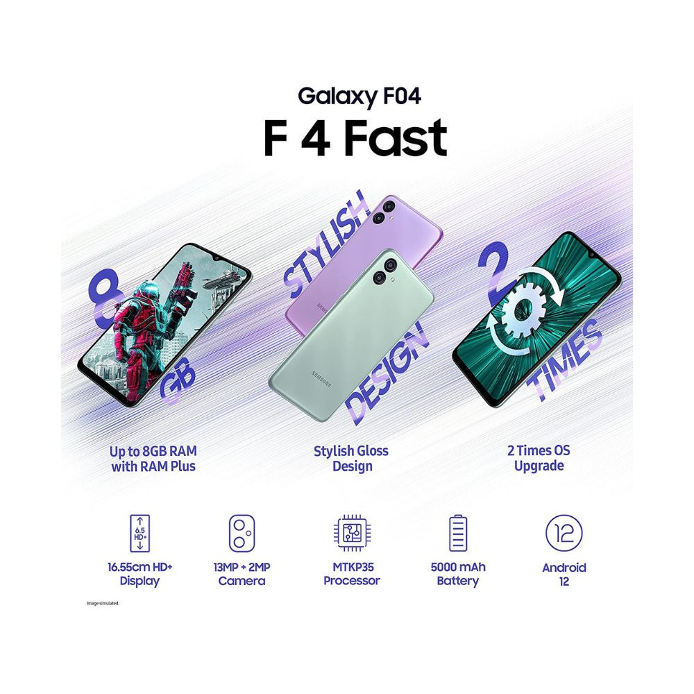 Samsung Galaxy F04 4GB RAM 64GB Storage | Upto 8GB RAM with RAM Plus | 5000 mAh Battery | 13MP Dual Camera (Opal Green)