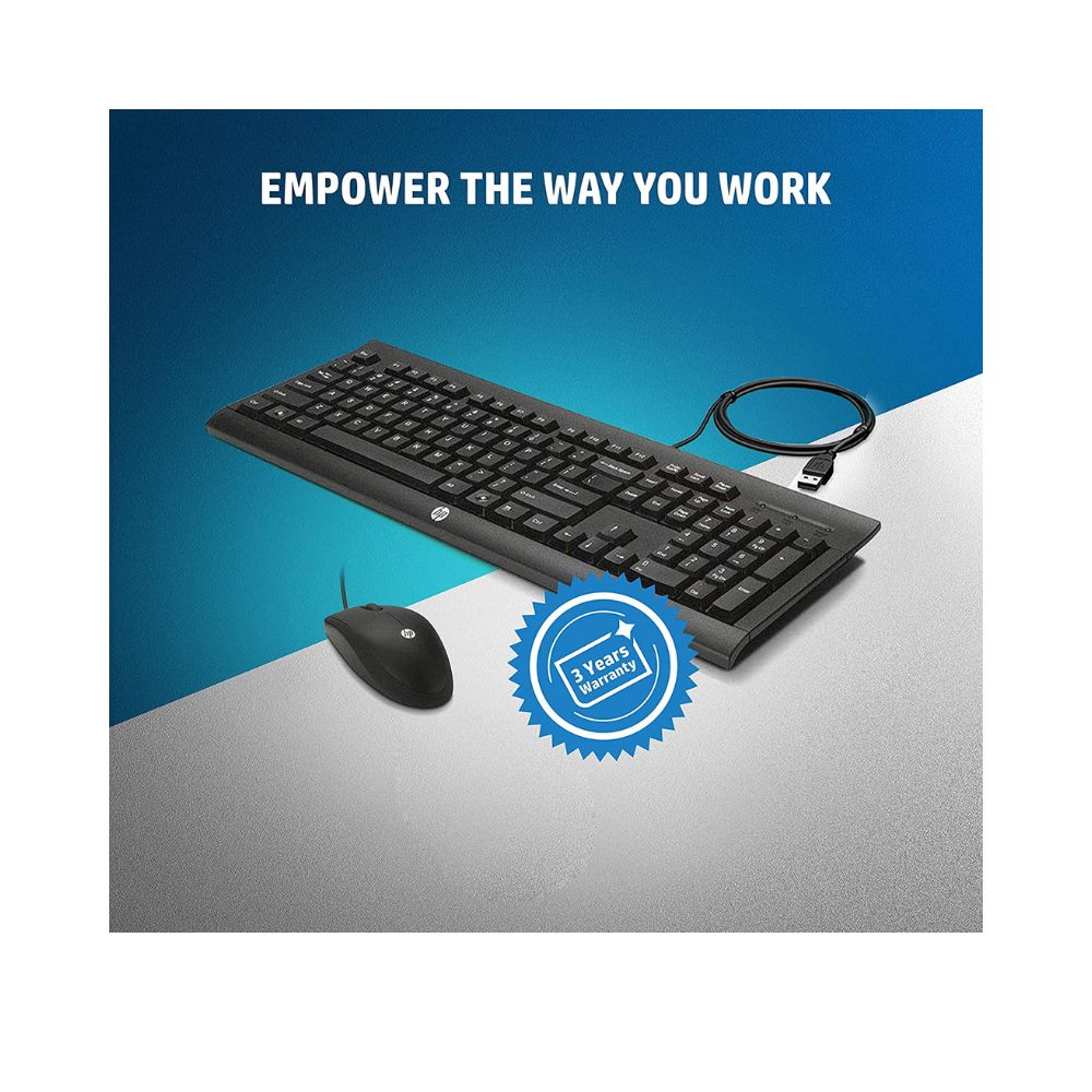HP Desktop C2500 Keyboard & Mouse Combo, 3 Buttons Mouse with 1200 DPI (J8F15AA)