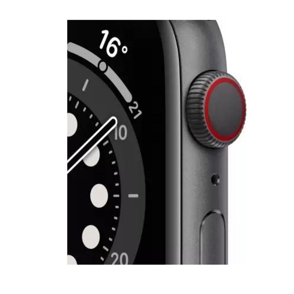 APPLE Watch Series 6 GPS + Cellular M06X3HN/A 40 mm Graphite Stainless Steel Case with Black Sport Band  (Black Strap, Regular)