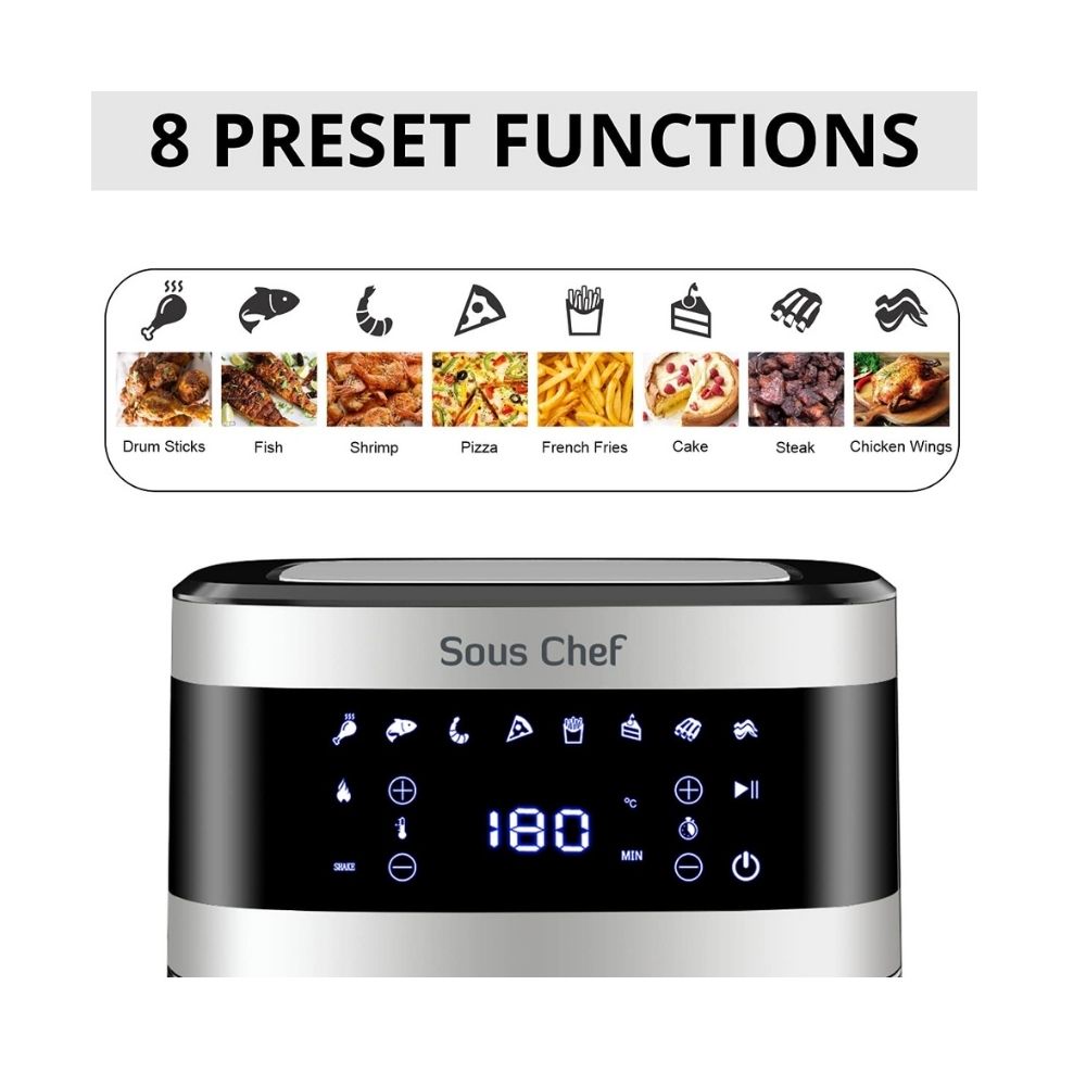 Inalsa Stainless Steel Housing Air Fryer Digital 6.5 L Sous Chef-1650 Watt