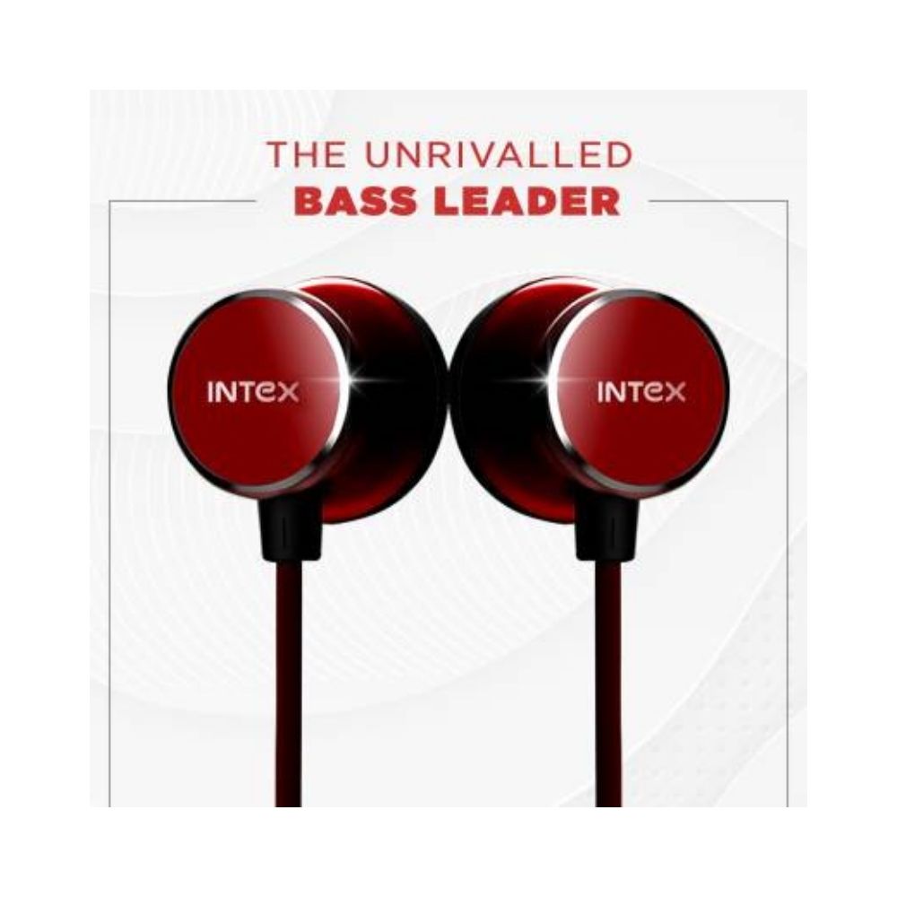 Intex BT MUSIQUE BASS Bluetooth Headset  (Red, In the Ear)