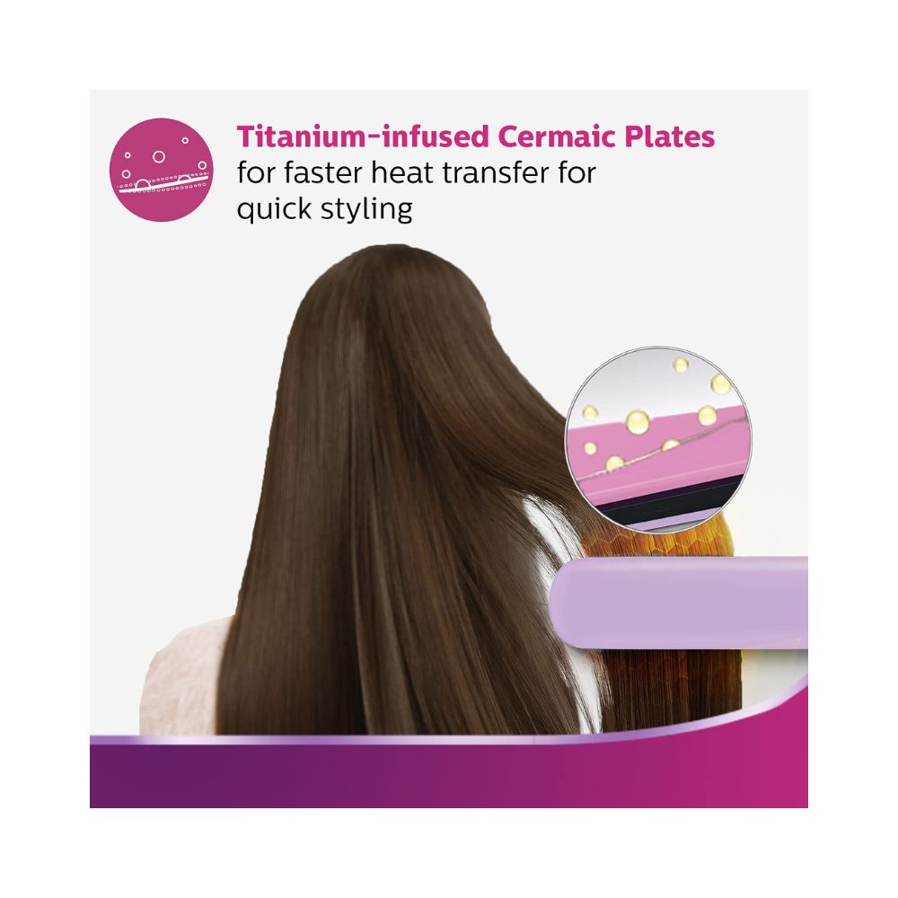Philips BHS393/40 Straightener with SilkProtect Technology. Straighten, curl, Suitable for All Hair Types, Lavender