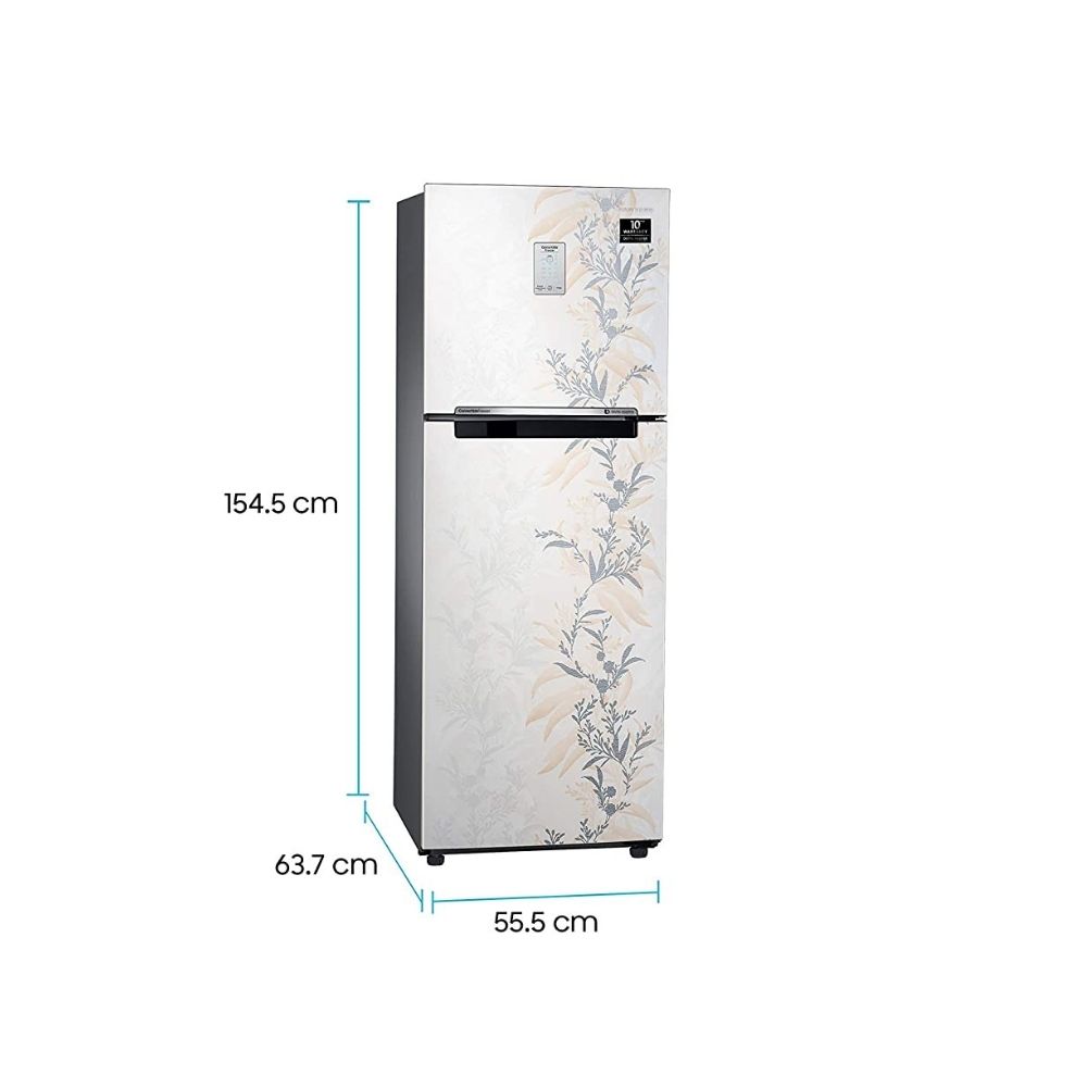 Samsung 244 L 3 Star Frost-Free Double Door Refrigerator (RT28T3A336W/HL, Mystic Overlay White)