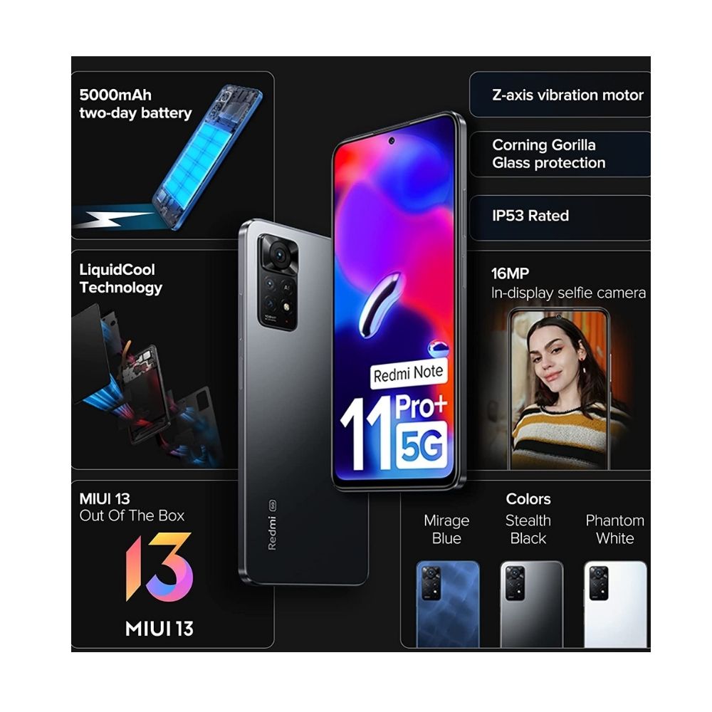 Redmi Note 11 Pro + 5G (Stealth Black, 6GB RAM, 128GB Storage)