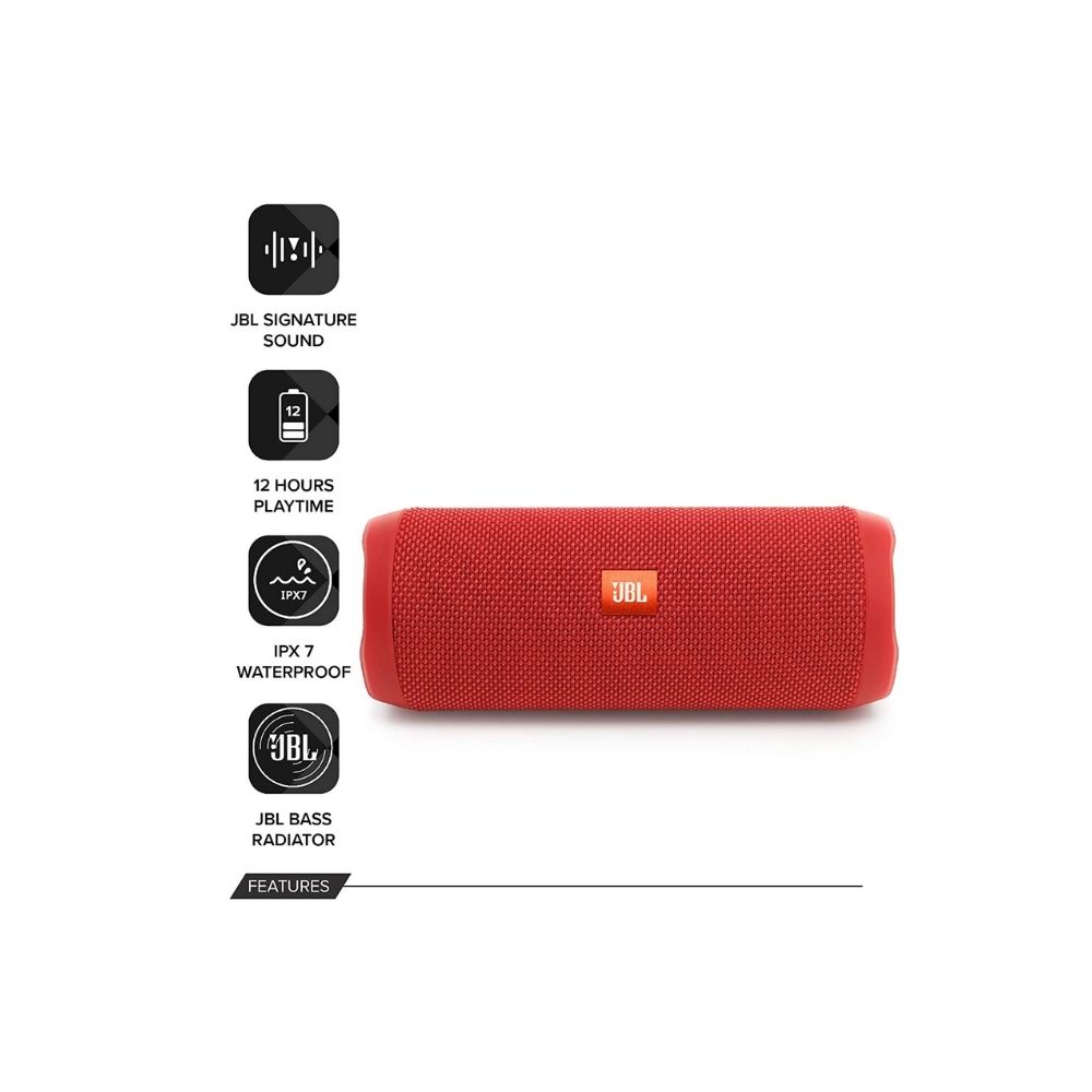 JBL Flip 4, Wireless Portable Bluetooth Speaker(Red)