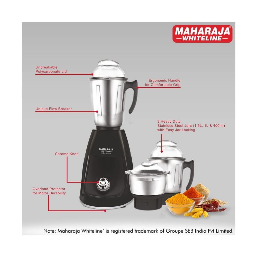 Maharaja Whiteline Mixer Turbo Prime Elite 750 W (Black)