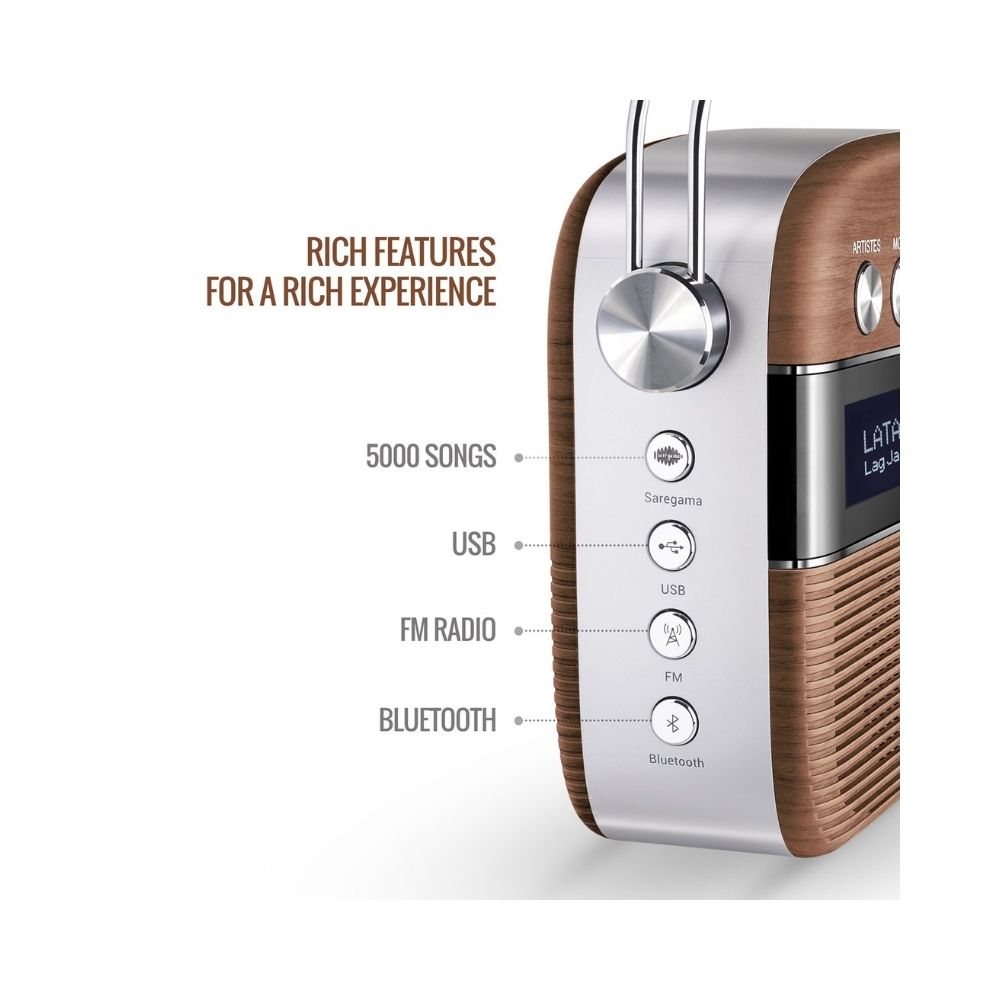 Saregama Carvaan Hindi Bluetooth speaker 6 W Bluetooth Home Theatre  (Oak Wood Brown, Stereo Channel)