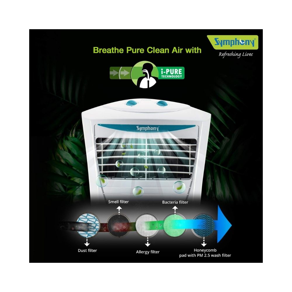 Symphony HiCool 45T Modern Personal Air Cooler 45-litres(White)