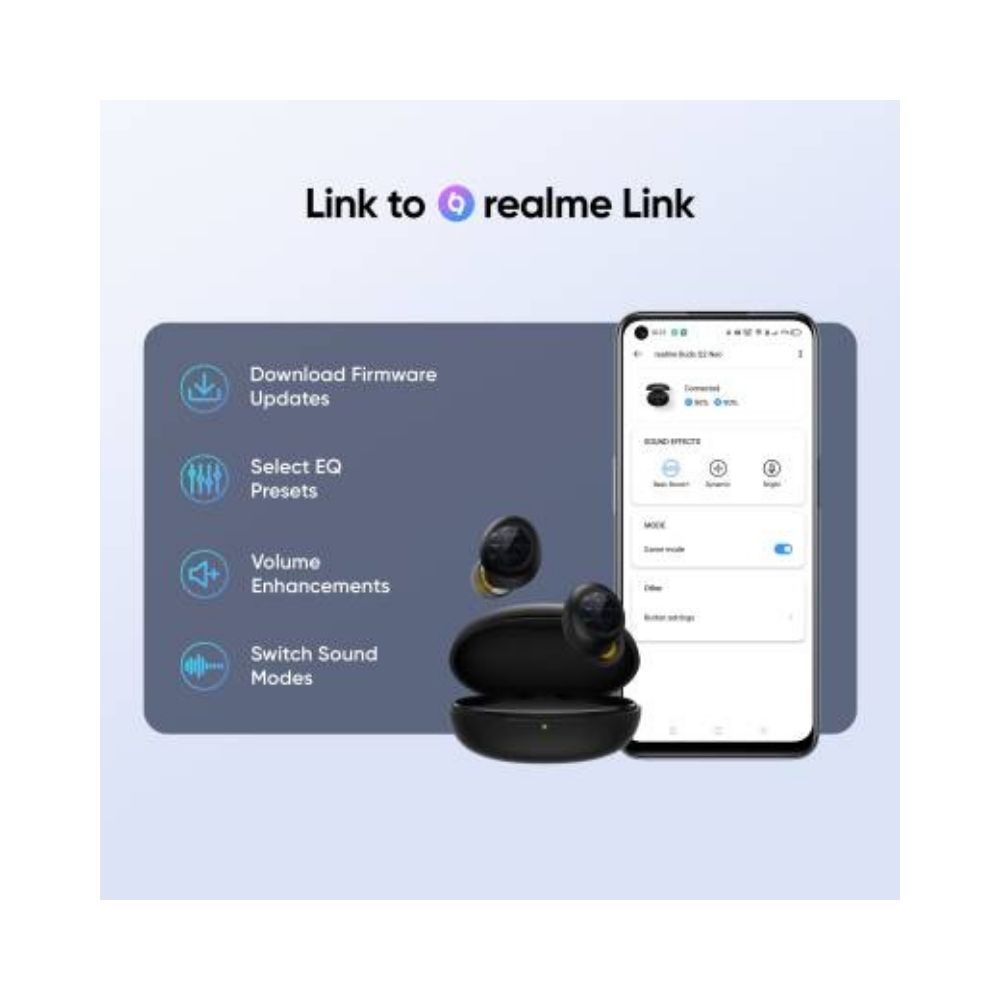 Realme Buds Q2 Neo with Environment Noise Cancellation (ENC) Bluetooth Headset  (Black, True Wireless)