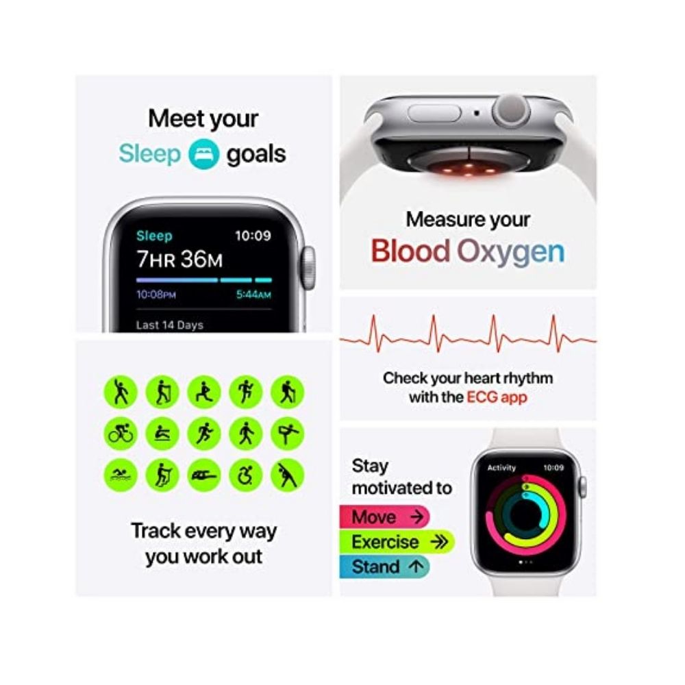 APPLE Watch Series 6 GPS M00D3HN/A 44 mm Silver Aluminum Case with White Sport Band