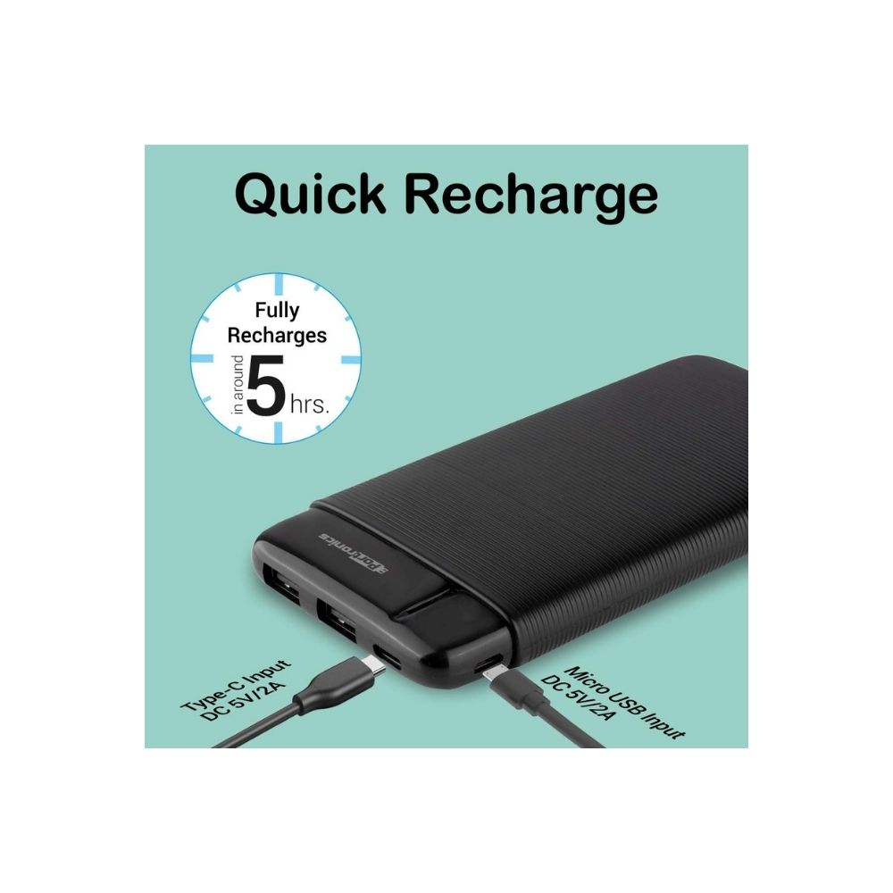Portronics Power PRO 10K 10000mAh Power Bank with Dual Output Emergency Mobile Charger(Black)