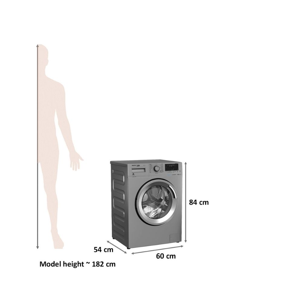 Voltas Beko 7 Kg 5 Star Fully Automatic Front Load Washing Machine (SteamWash, WFL7010VTSS, Grey)