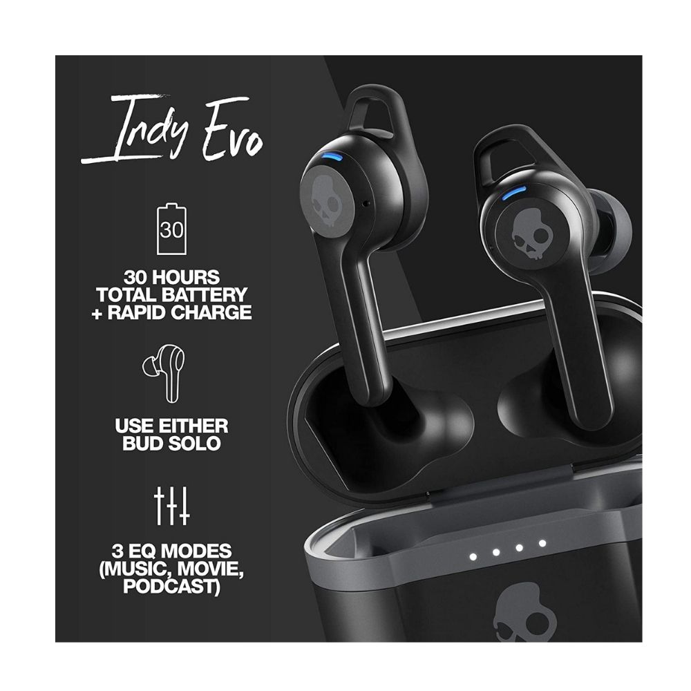 Skullcandy Indy Evo Truly Wireless Bluetooth in Ear Earbuds with Mic (Black)