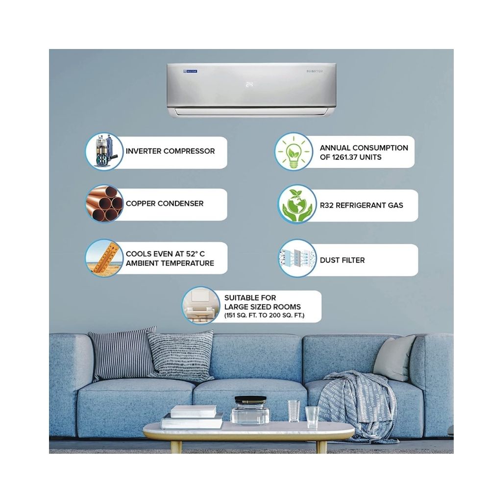Blue Star 2.0 Tr 3 Star Inverter Split AC (Copper, IA324DNU, 2022, White)