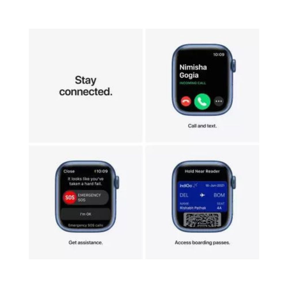 APPLE Watch Series 7 GPS MKN13HN/A 41 mm Aluminium Case  (Blue Strap, Regular)