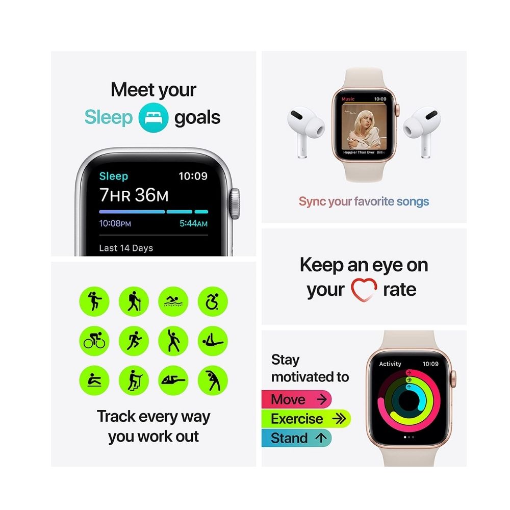 Apple Watch SE GPS MKQ53HN/A 44 mm Aluminium Case  (Gold Strap, Regular)