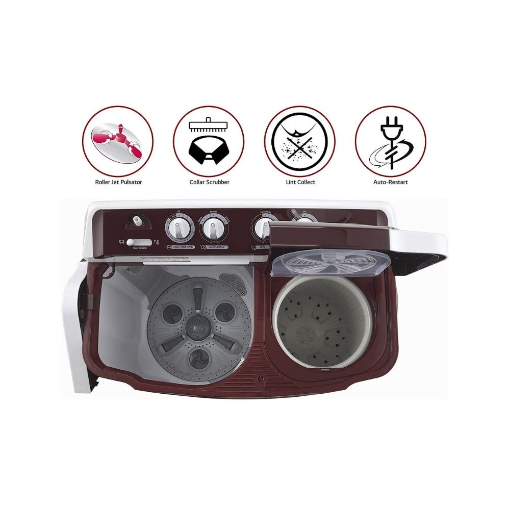 LG P8035SRAZ 8 kg Semi Automatic Washing Machine, Burgabdy red (P8035SRAZ)