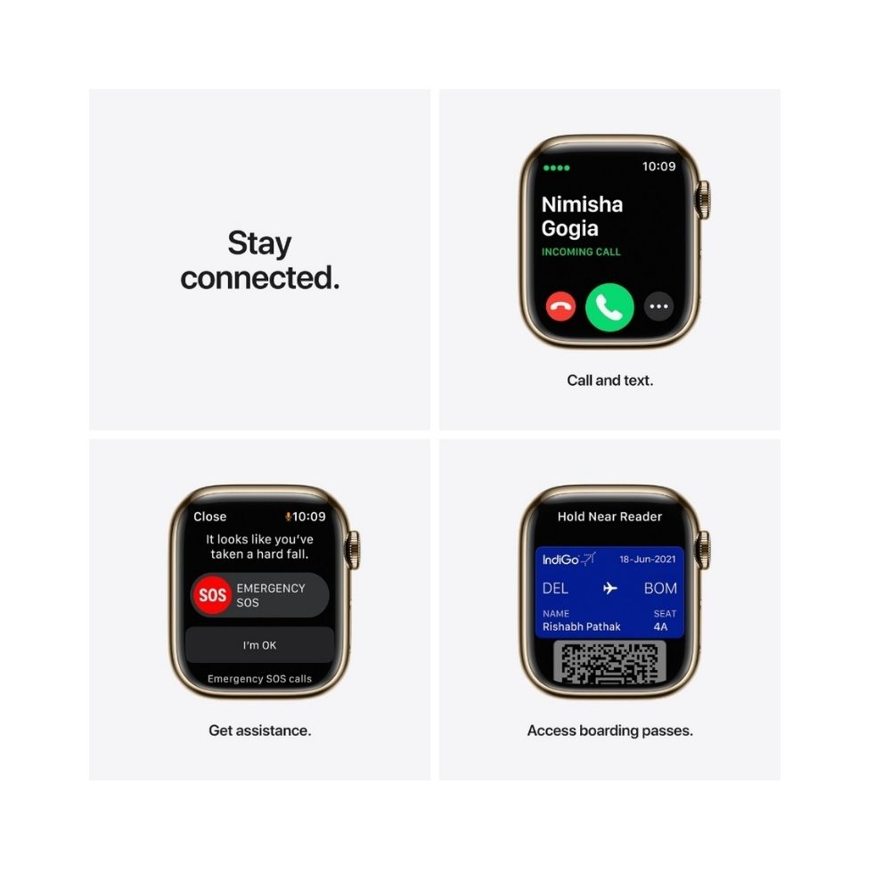 Apple Watch Series 7 GPS + Cellular, MKJ03HN/A 41 mm Stainless Steel Case  (Gold Strap, Regular)