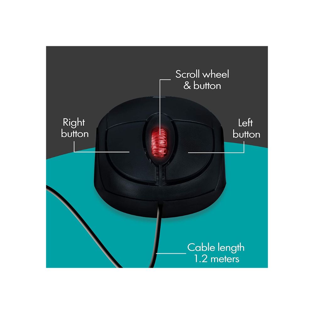 Zebronics Zeb-Rise Wired USB Optical Mouse with 3 Buttons (Black)
