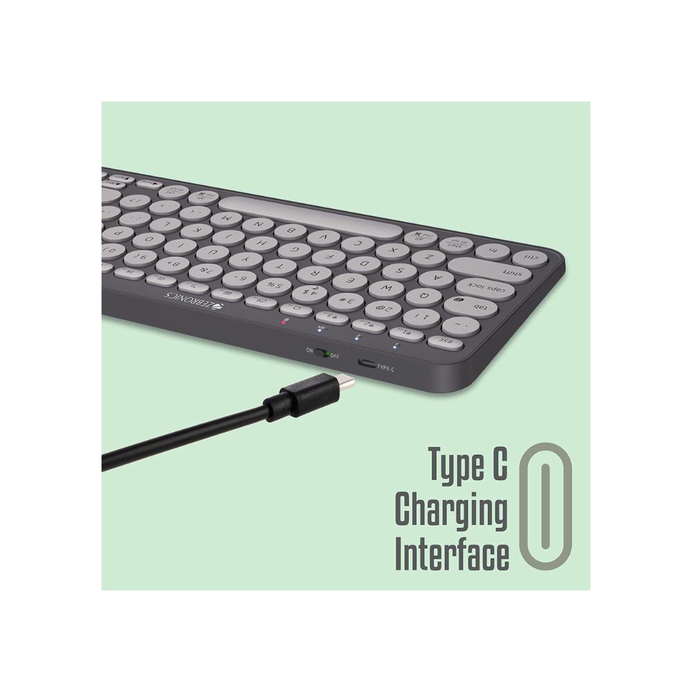 Zebronics zeb-k5000mw wireless multi-device bt keyboard for mac,windows,android,ios,(space grey)