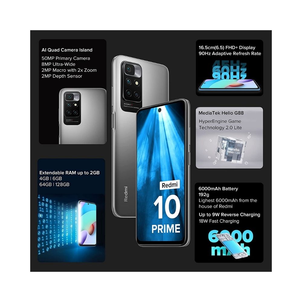 Redmi 10 Prime (Phantom Black 4GB RAM 64GB )