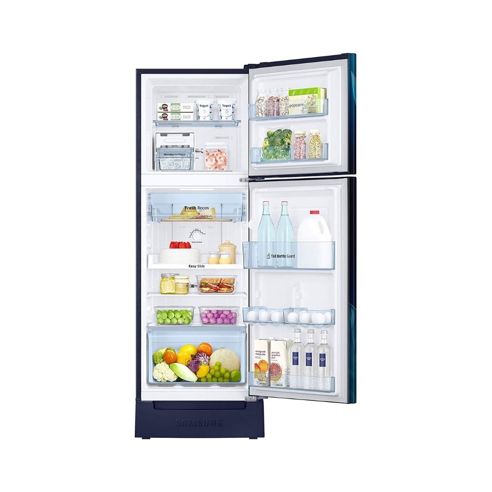 Samsung 253 L 2 Star Inverter Frost-Free Double Door Refrigerator (RT28T31429U/HL, Paradise Blue, Base Stand with Drawer)