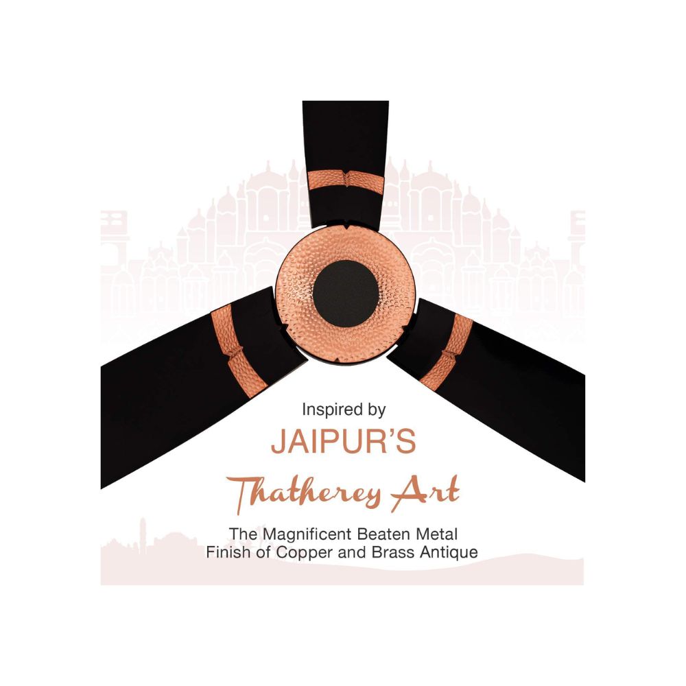 LUMINOUS Jaipur Tamra 1200 mm 3 Blade Ceiling Fan  (Abu Black)