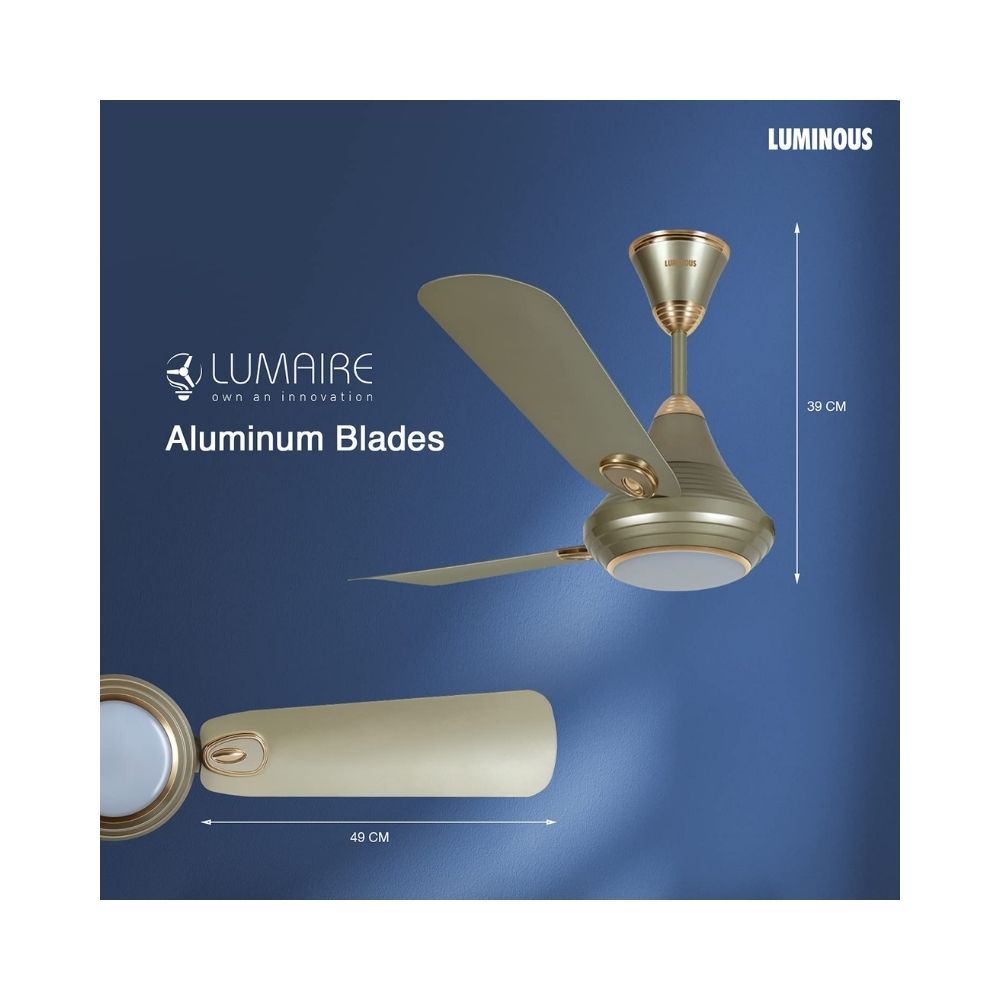 Luminous Lumaire 1200mm Ceiling Fan with Remote Control & LED Light (Silky Gold)