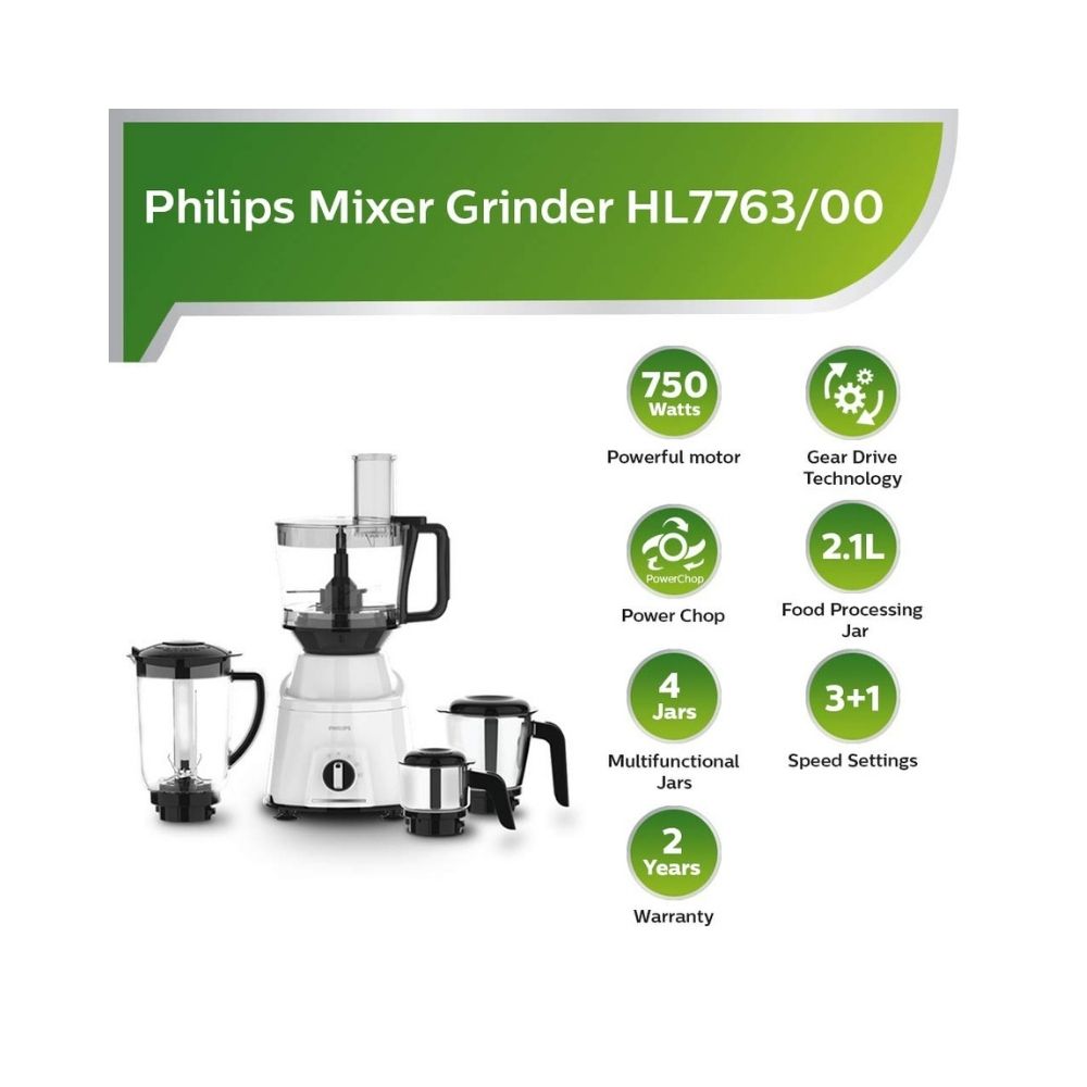 Philips HL7763 750 W Food Processor  (White)