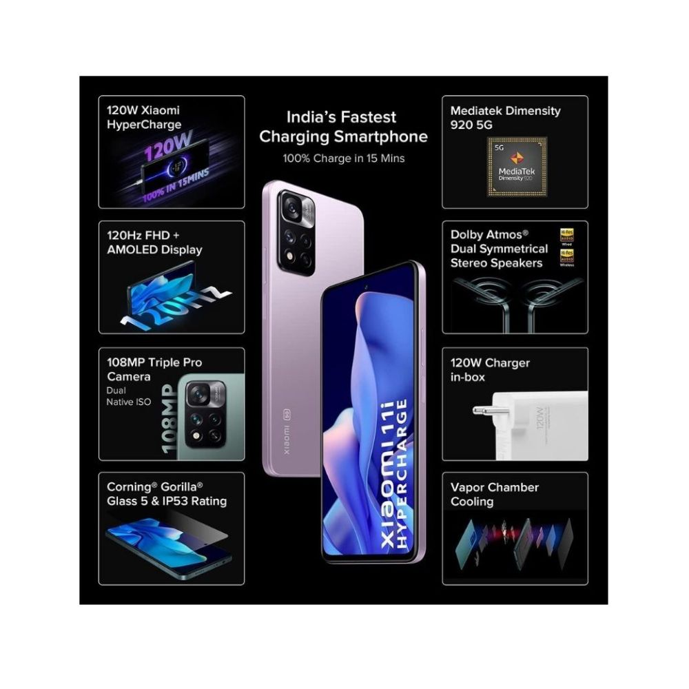 Xiaomi 11i 5G Hypercharge (Purple Mist, 8GB RAM, 128GB Storage)