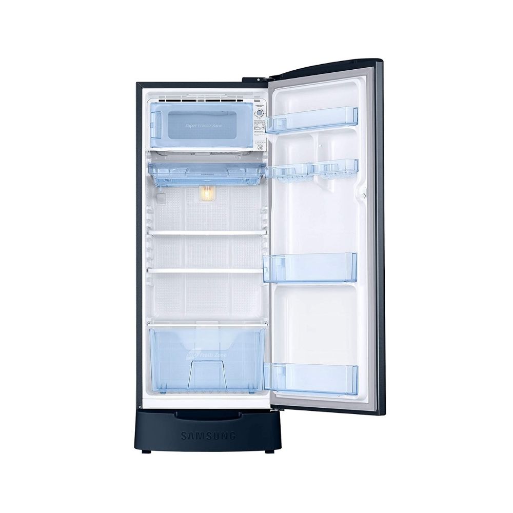 Samsung 192 L 2 Star Direct Cool Single Door Refrigerator (RR20A281BU8/NL, SAFFRON BLUE, Base stand drawer)
