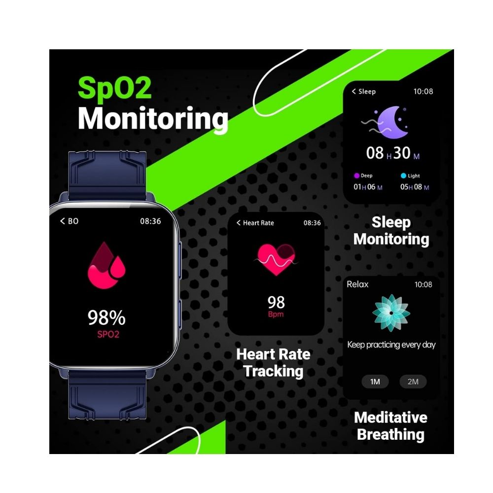 Fire-Boltt Max 1.78“ AMOLED Always ON Display with 368 x 448 Super Retina , Spo2 & Heart Rate Monitor Smart Watch (Dark Blue)