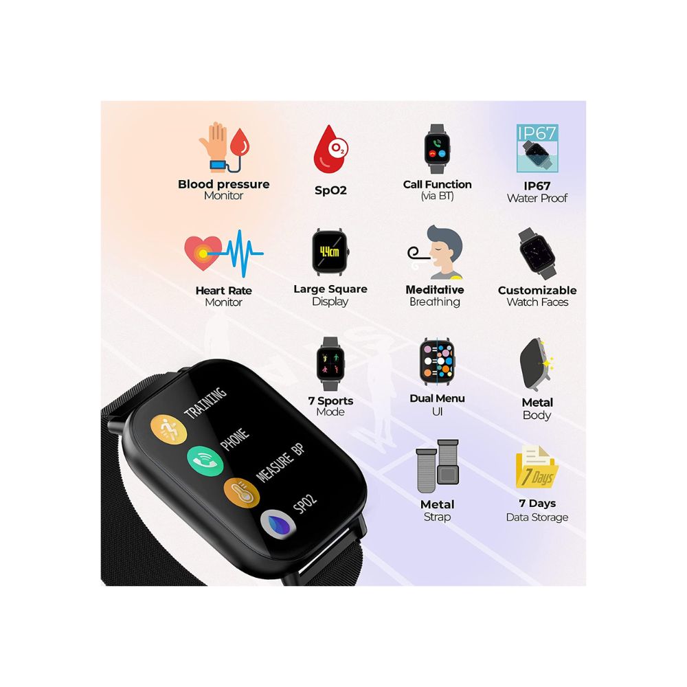 Zebronics ZEB-FIT7220CH Bluetooth Smart Watch,4.4cm(1.75