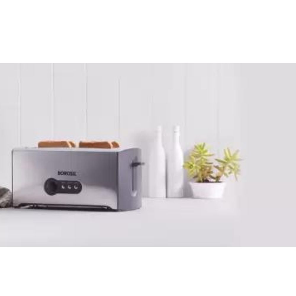 BOROSIL KRISPY 4 SLICE POP-UP TOASTER 1500 W Pop Up Toaster  (Silver)