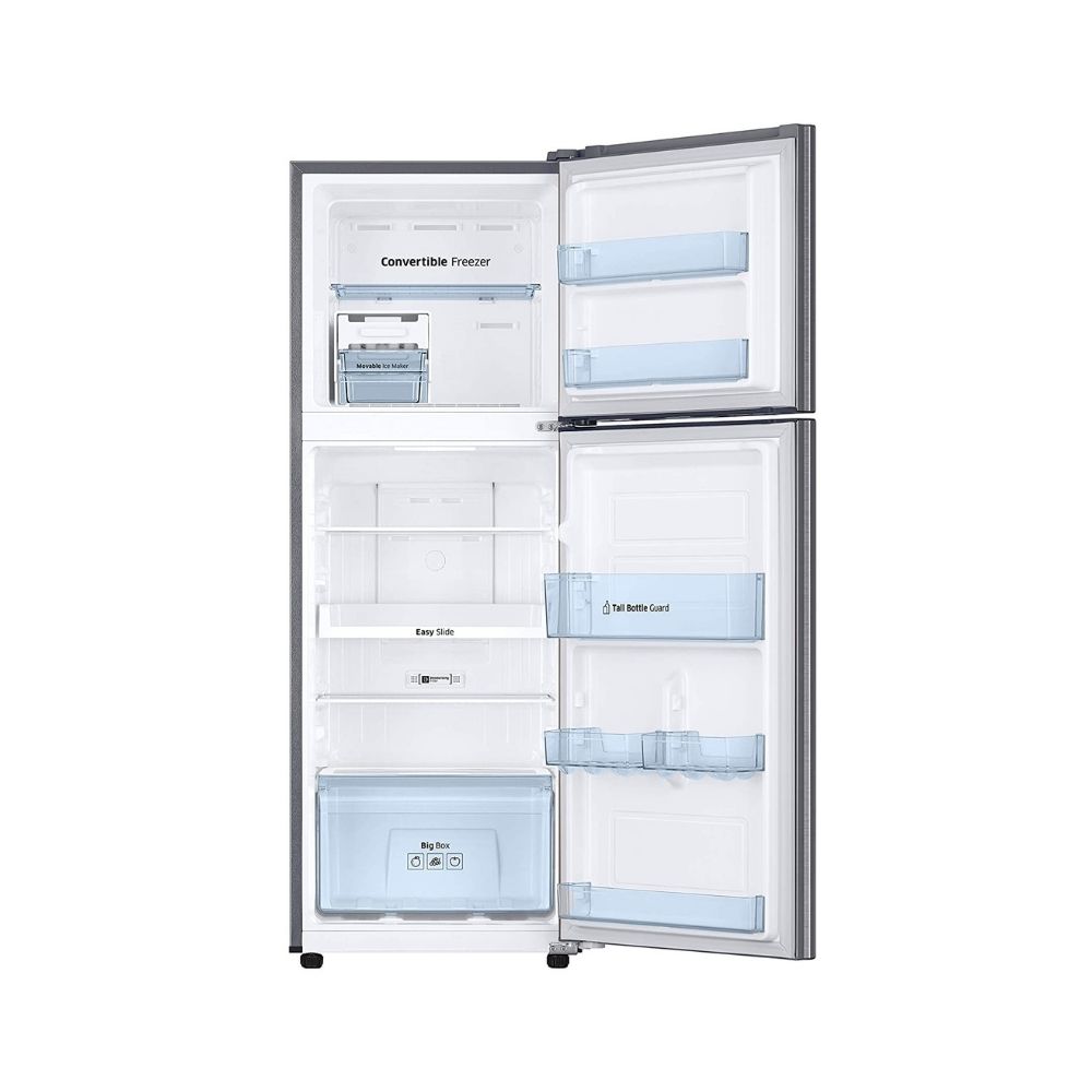 Samsung 253L 2 Star Inverter Frost Free Double Door Refrigerator(RT28A3722S8/NL, Elegant Inox, Convertible), Silver, Large