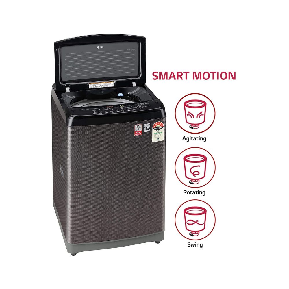LG 8.0 Kg Inverter Fully-Automatic Top Loading Washing Machine (T80SJBK1Z, Black Knight)
