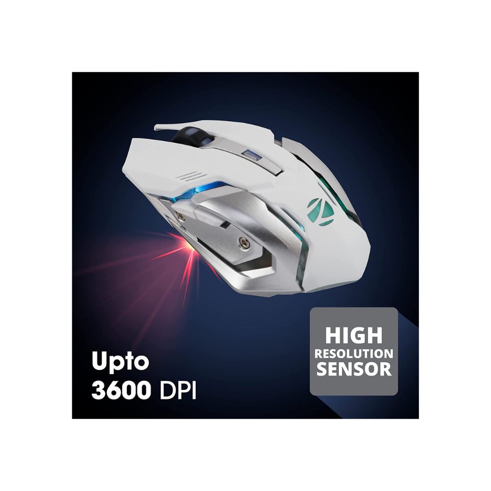 Zebronics Zeb-Transformer-M Optical USB Gaming Mouse with LED Effect(White)
