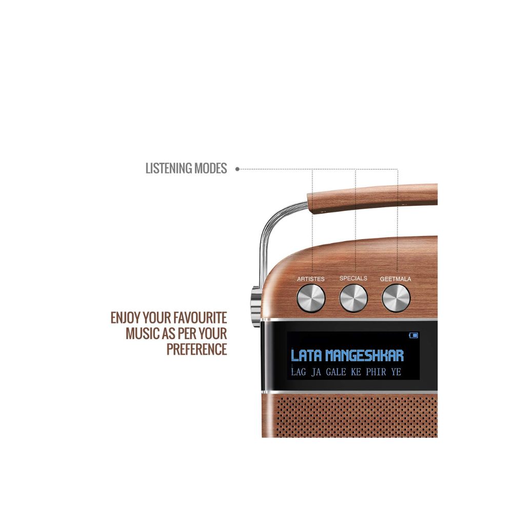 Saregama Carvaan Premium- Portable Music Player with 5000 Preloaded Songs, FM/BT/AUX (Oakwood Brown)