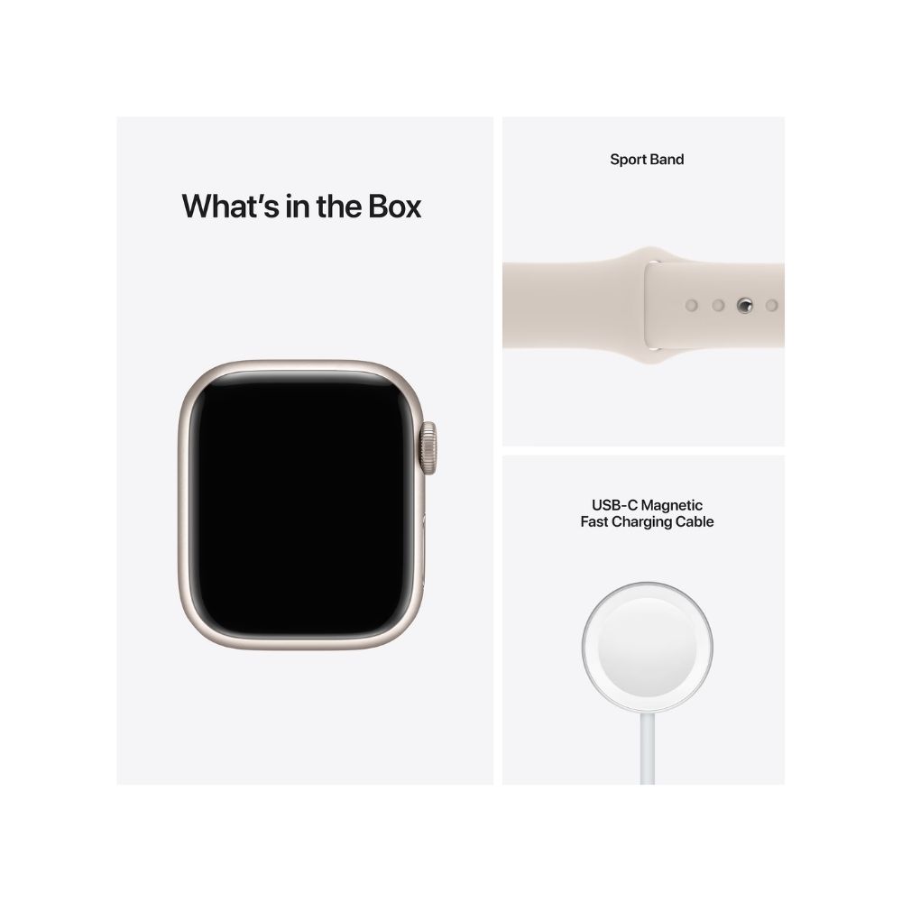 Apple Watch Series 7 GPS + Cellular MKHR3HN/A 41 mm Aluminium Case  (White Strap, Regular)