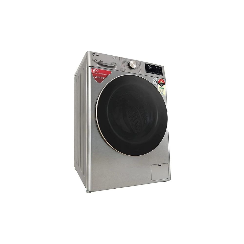 LG 8 kg 5 Star Inverter Wi-Fi Fully-Automatic Front Loading Washing Machine (FHV1408ZWP, Platinum Silver, Steam)